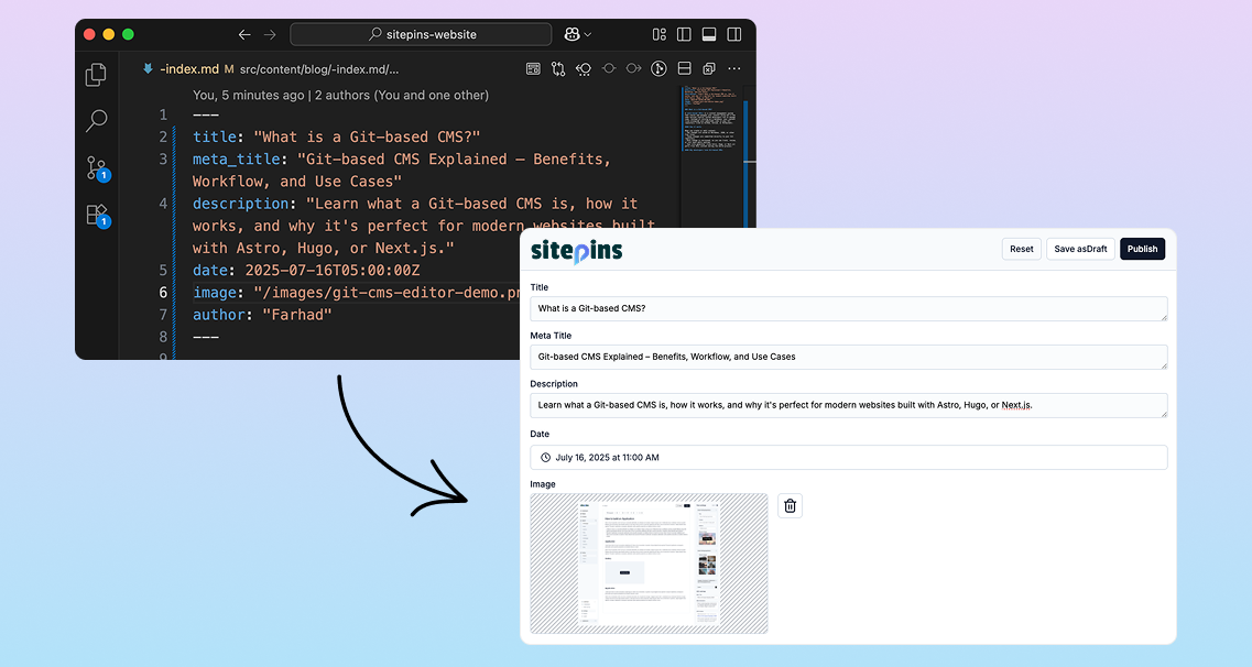 Adding a new site to Sitepins