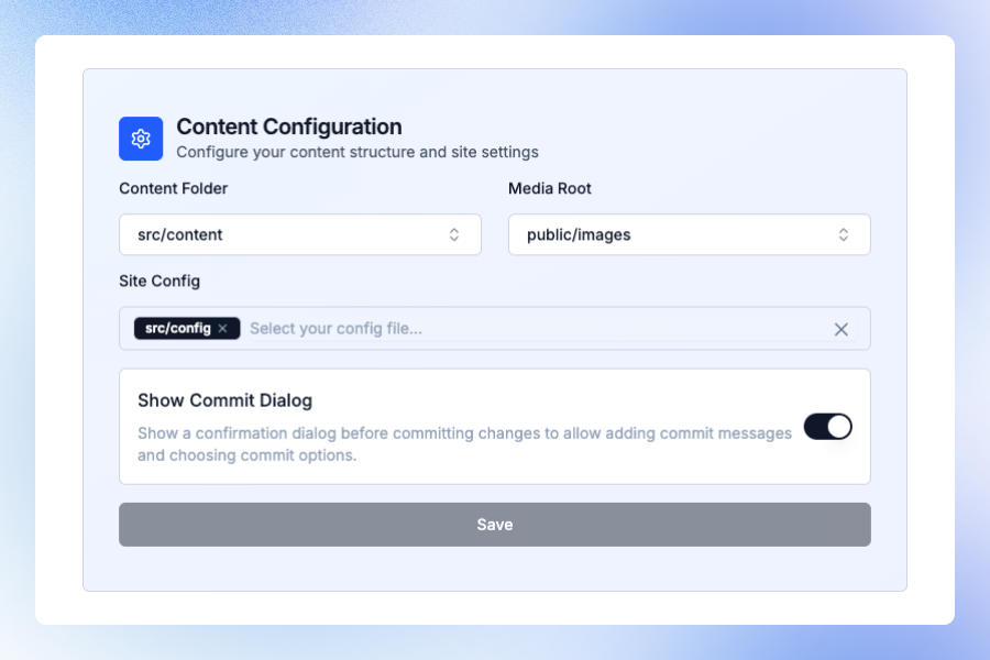 Adding a new site to Sitepins