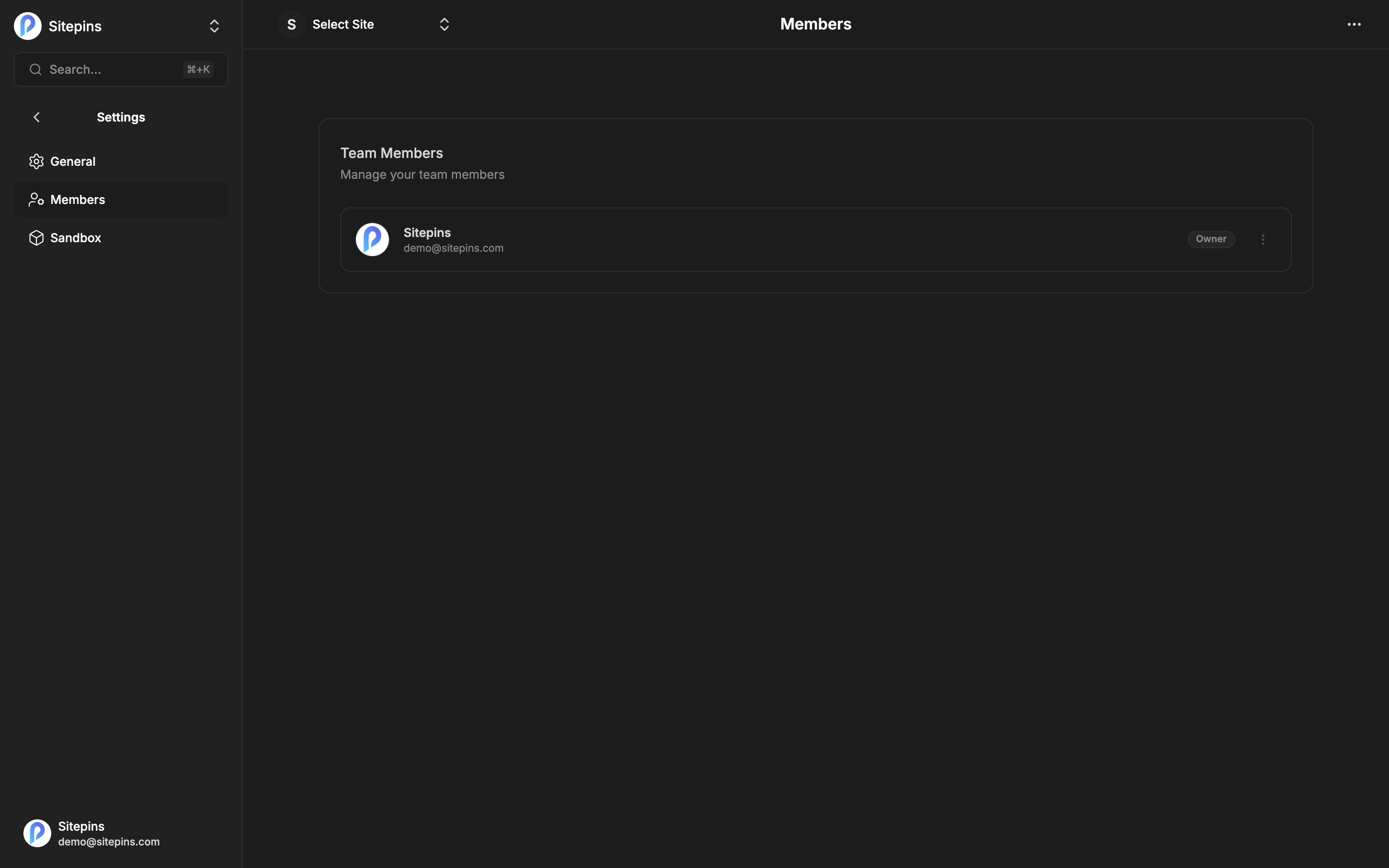 The organization members page