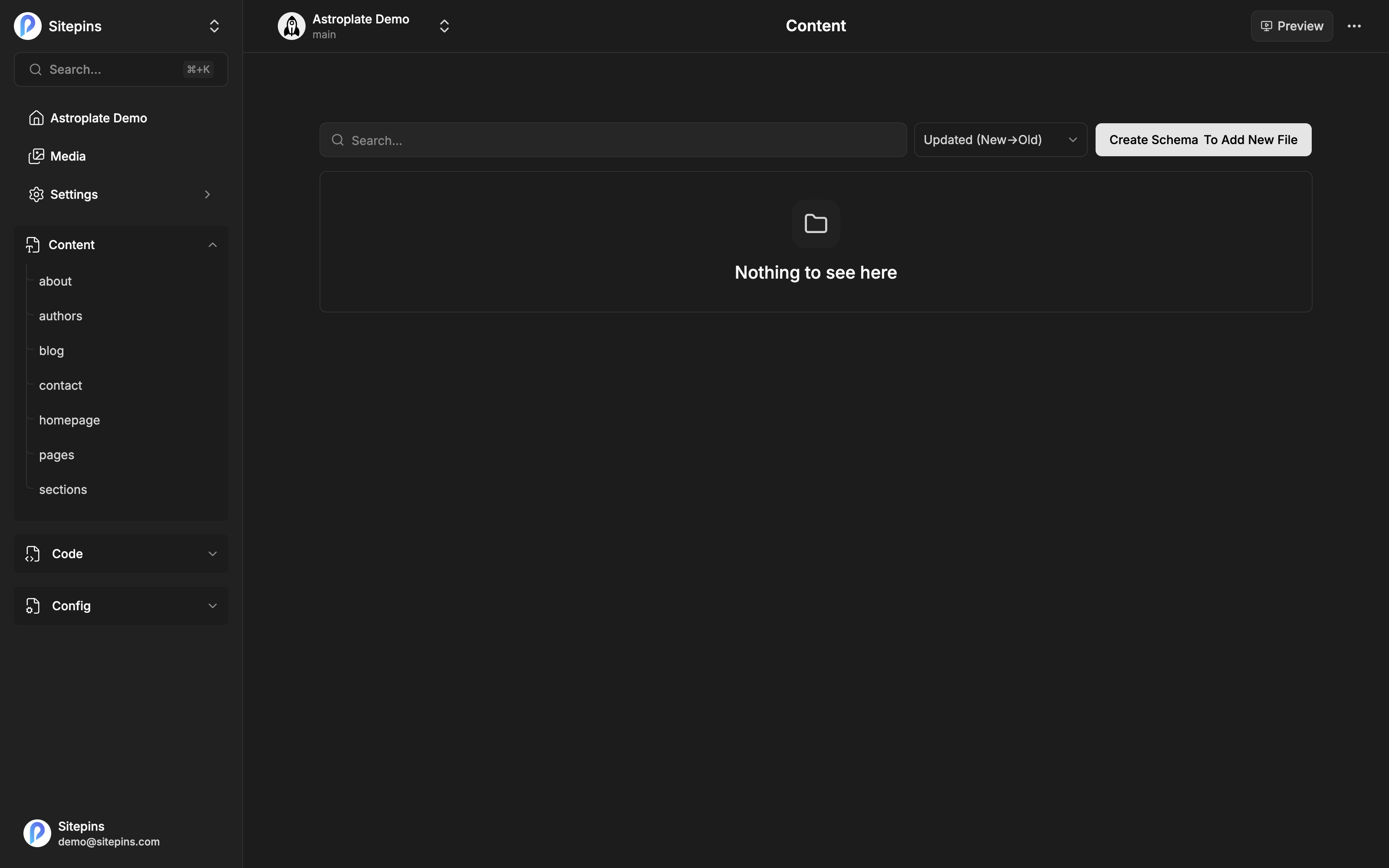 The project sidebar, with the Content tree expanded
